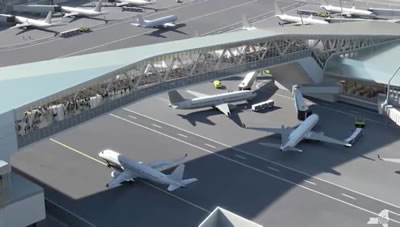 lga pedestrian bridges laguardia airport redesign photos